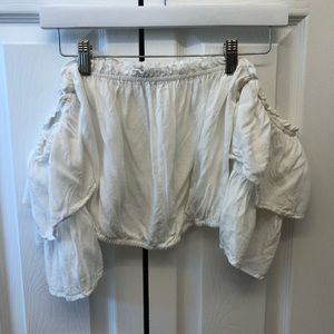 White ruffled cropped blouse
